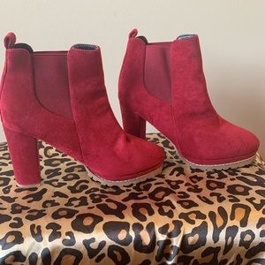 Red boots. Size: 9. Worn twice.